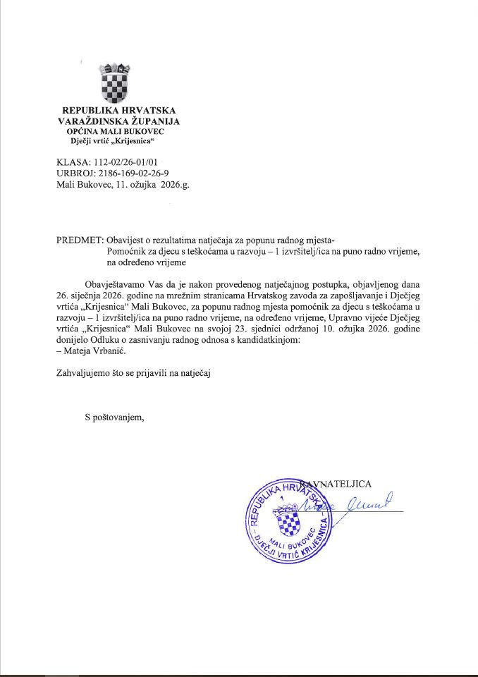 Rezultati natječaja